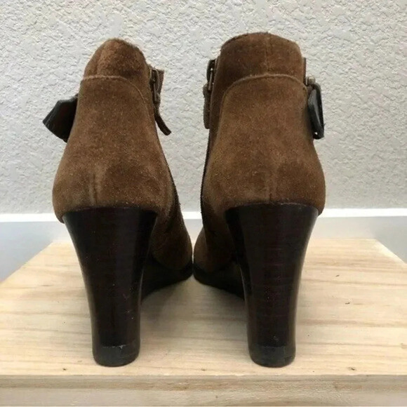 Franco Sarto Warrick Brown Suede Leather Ankle Booties 6.5 - Picture 4 of 6